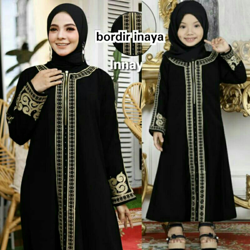 Gamis Inaya Couples Ibu Dan Anak Sepasang Bordir Inaya Busui