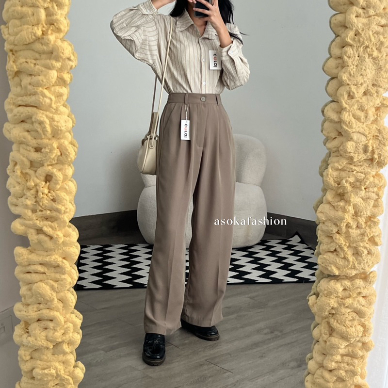 ASOKA Meira Pants 998 (PART 1) Loose Pants Kancing - Celana Kulot Wanita - Celana Kantor Formal/Casual - Trousers Wanita