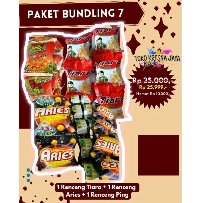 

PAKET BUNDLING 7 SNACK JADUL ARIES | PING | TIARA