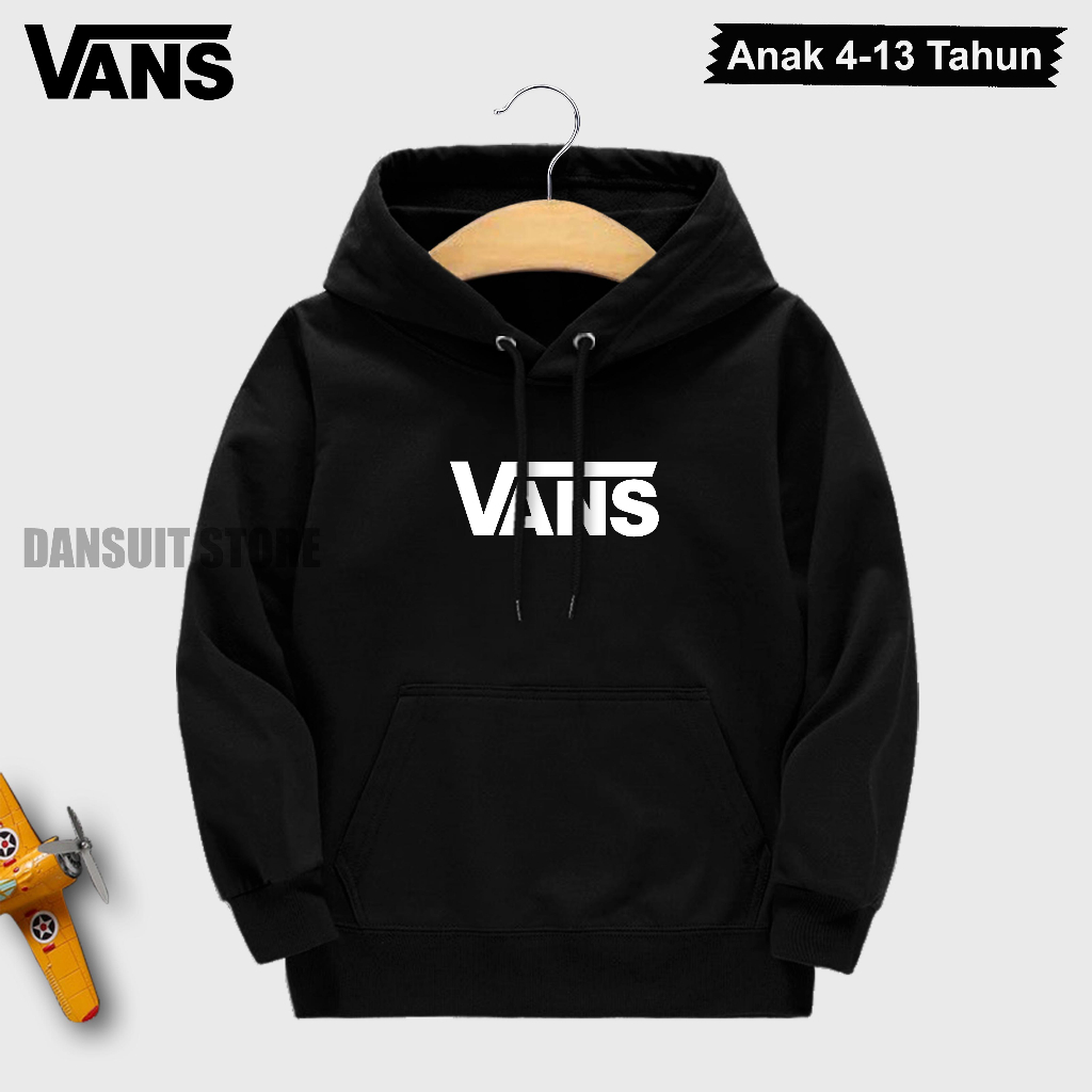 Sweater Hoodie Anak Laki-laki/Perempuan Usia 4-13 Tahun Hoodie Anak Motif Logo VANS Bahan Tebal Premium