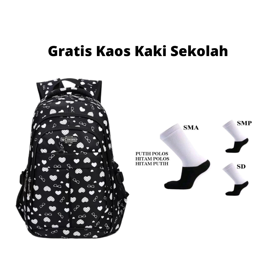 COD tas sekolah anak perempuan tas anak sd smp sma tas ransel anak lov lov geratis kaos kaki