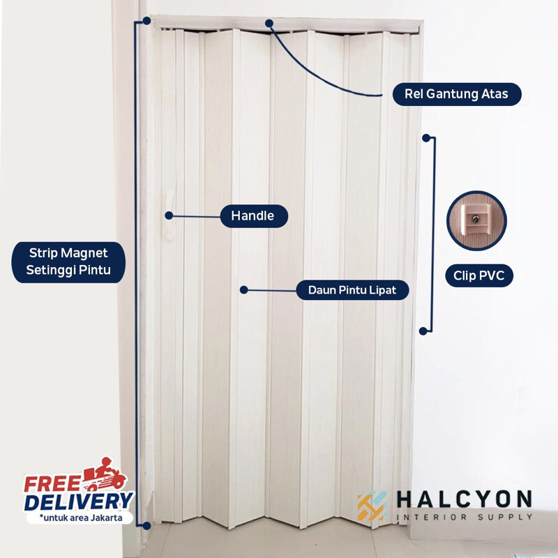 PENYEKAT RUANGAN / PINTU LIPAT PVC / FOLDING DOOR PVC BEST QUALITY FREE SURVEY