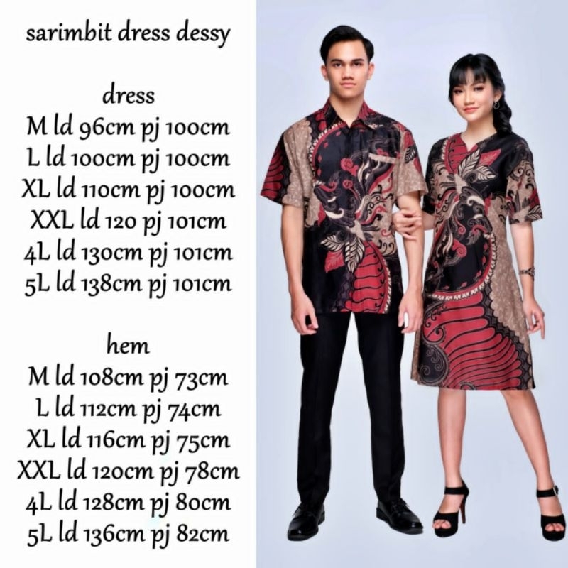 Couple Batik Keluarga Sarimbit Baju Lebaran Terusan Wanita Dress Jumbo LD 120cm