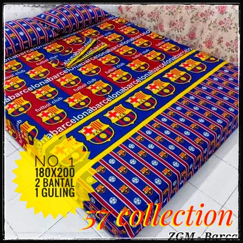 SPREI HOMEMADE HALUS KUALITAS BAGUS MOTIF KLUB BOLA FC BARCELONA NO.1 SIZE 180X200 TINGGI 20CM