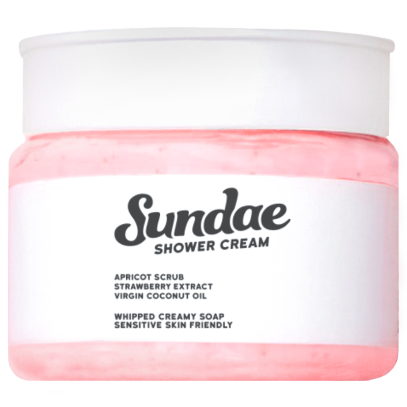 SUNDAE Berry Shower Cream Strawberry Body Wash Scrub Whipped Soap Sabun Mandi 100 gr