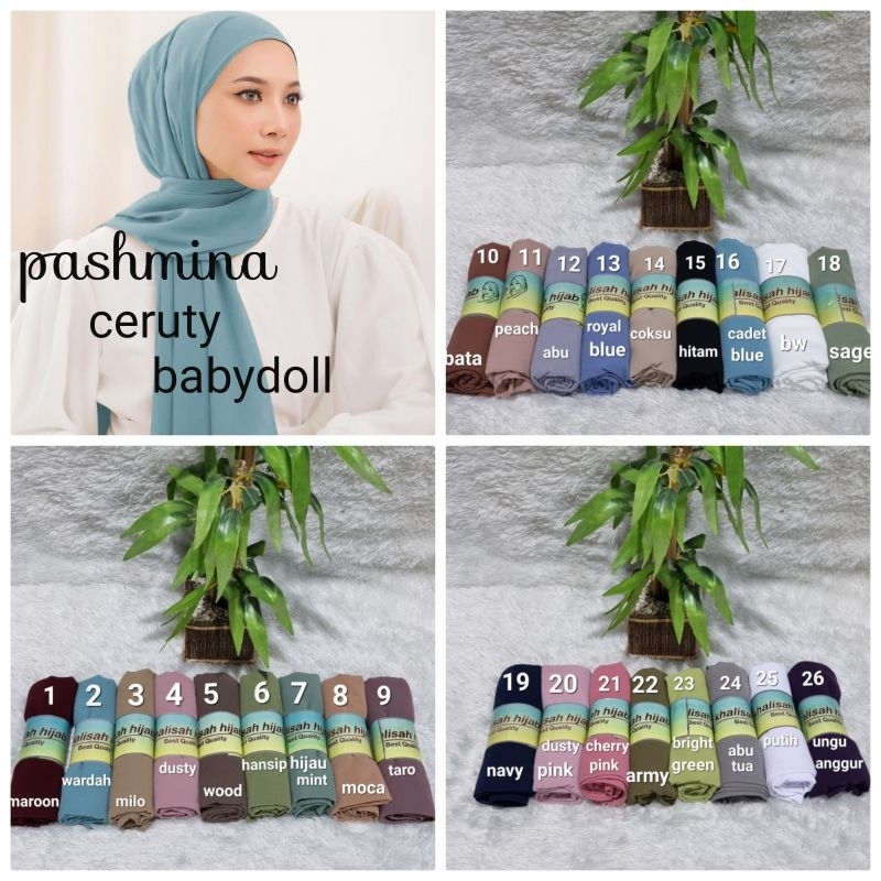 jilbab pashmina ceruty babydool polos grosir dan eceran