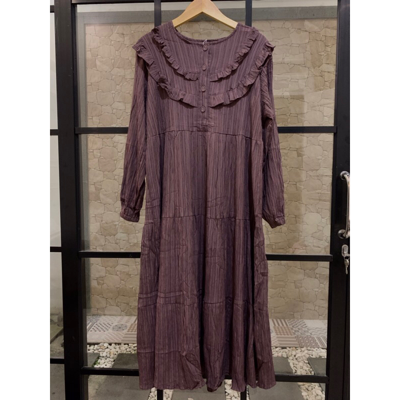 Midi dress bahan lady crush serat kayu LD 110-115