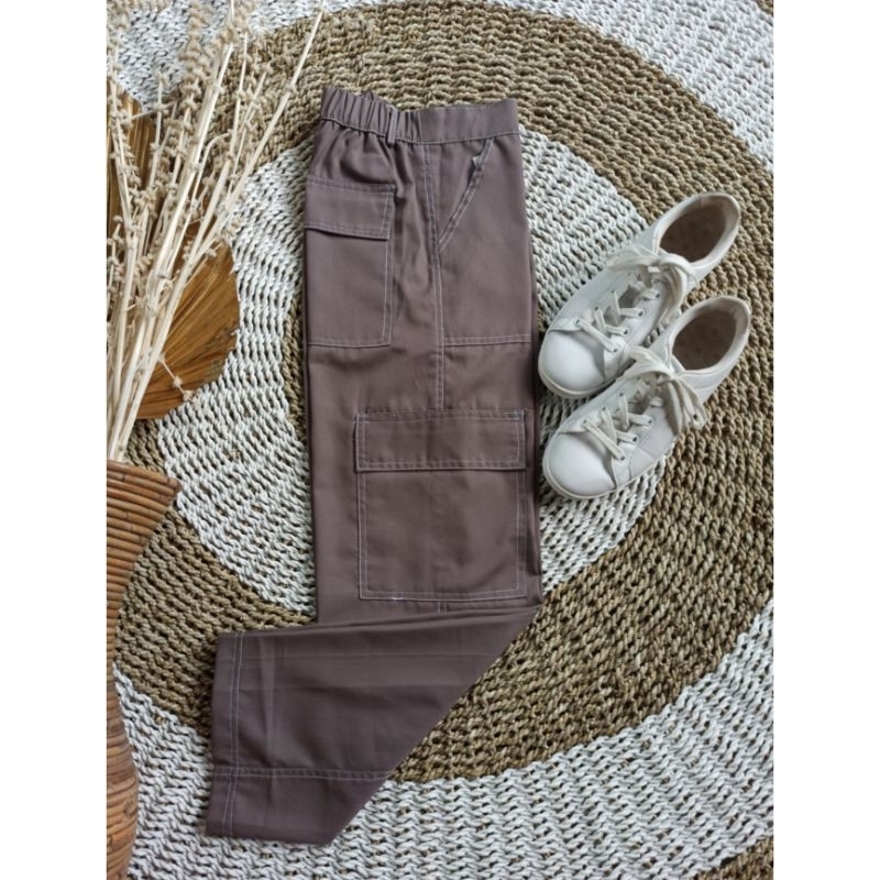 [ UNISEX ] Amber Chino Cargo Pants Wanita dan Pria / Celana Korea Cewek Terbaru / Baggy Kulot / termurah