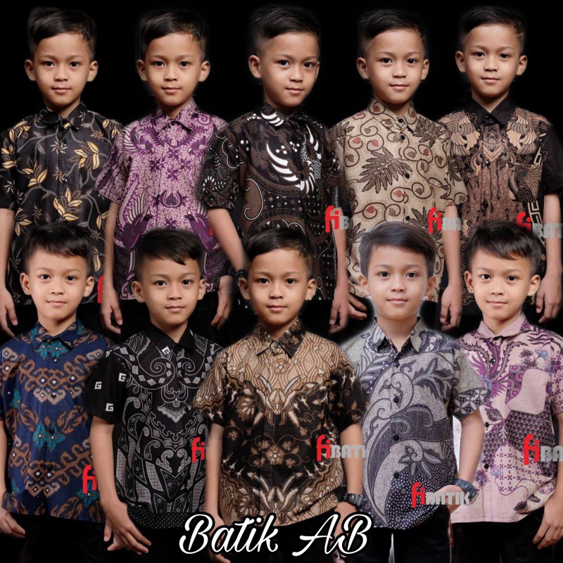 Kemeja Batik Anak Lengan Pendek / Baju Batik Anak Laki laki Usia 2-11th / Atasan Batik Anak Cowok Formal dan Casual