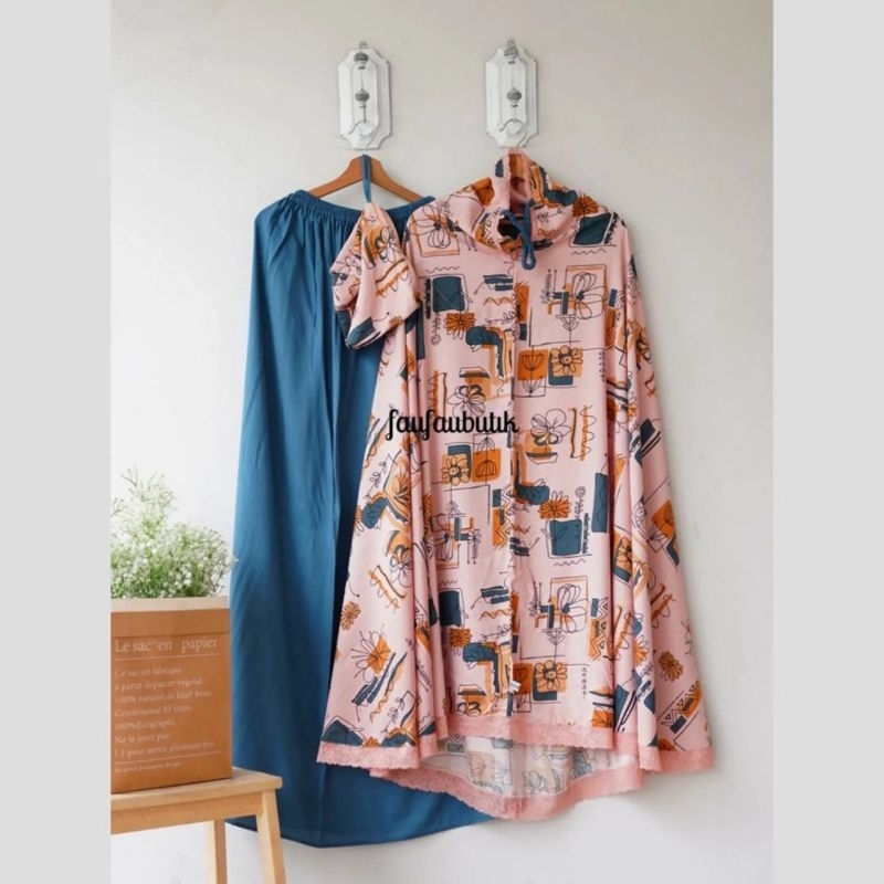 Mukena Selma FloweryArt tali karet faufau