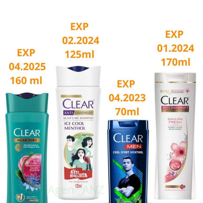 Shampoo Clear Ice Cool Menthol 125ml Anti Dandruff Clear Men Mentol 70ml Clear Sakura Fresh 170ml Clear hijab pure anti ketombe + perawatan rambut rontok 160ml