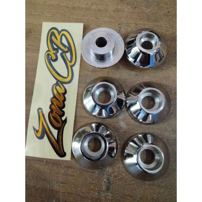 monel baut L cb / ring jok gl100 / dudukan baut L 10 12 chrome / ganjel slebor shock belakang / mone
