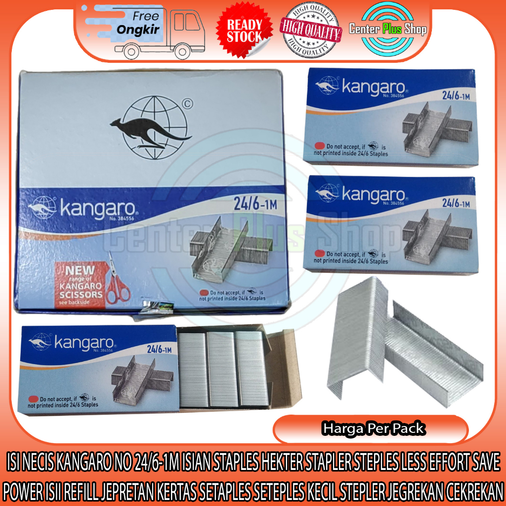 

ATK Kantor Sekolah Staples Steples Setepler Seteples Stepler Strapler Steples Necis Isi Stapler 24/6 Kangaro Kangoro Kangguru Kanguru Tangan Kertas Kardus Repil Refil Alat Jetrekan Jepretan Jekrekan Jepit Penjepit No 3 Per Pak 20 Kotak HUM Besar Jumbo Big