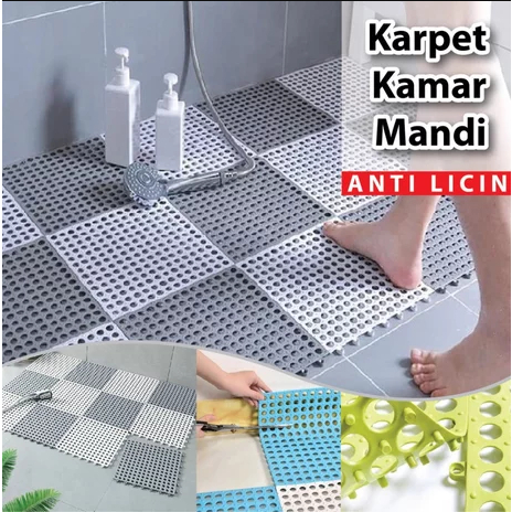 karpet Kamar mandi POLKADOT PVC Alas Keset Anti Licin Bathroom Non-slip 30x30 cm