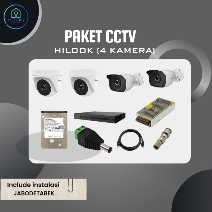 PAKET CCTV HILOOK 4 KAMERA/PAKET CCTV ANALOG HILOOK