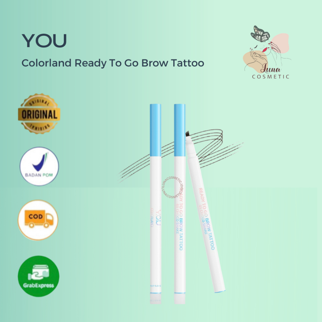 YOU Colorland Ready To Go Brow Tattoo | Alis Natural | Tahan Lama | Kosmetik