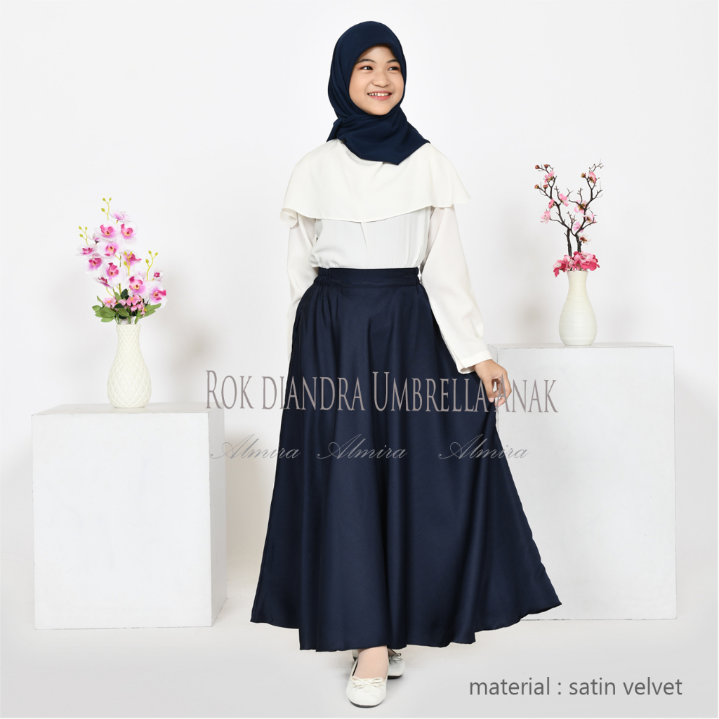 Rok Anak Perempuan Panjang Payung Lebar 7 9 10 12 tahun tanggung Diandra Umbrella Skirt Griyaraditya Almira