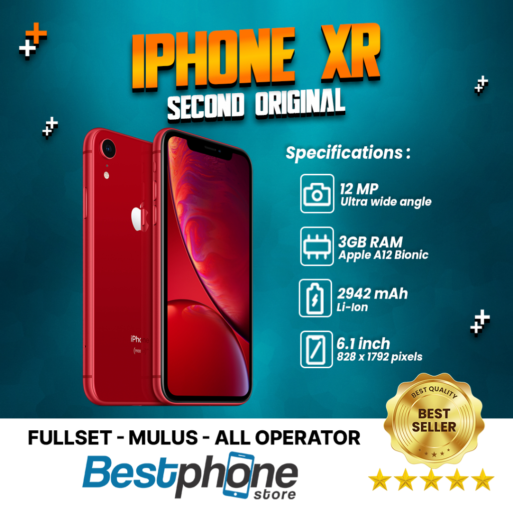 iPhone Xr 64Gb Second Original Mulus 100% No Recond No Refurb Terawat Fullset