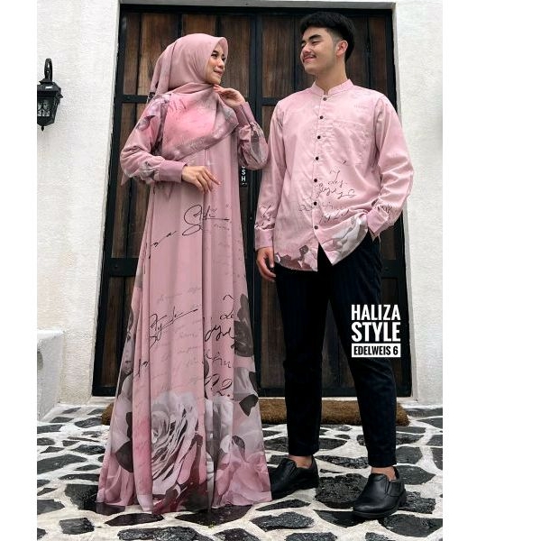 Sarimbit Abaya Haliza Edelweis 6 Haliza Style | Abaya printing |Gamis Zifana | Gamis lebaran|Gamis C