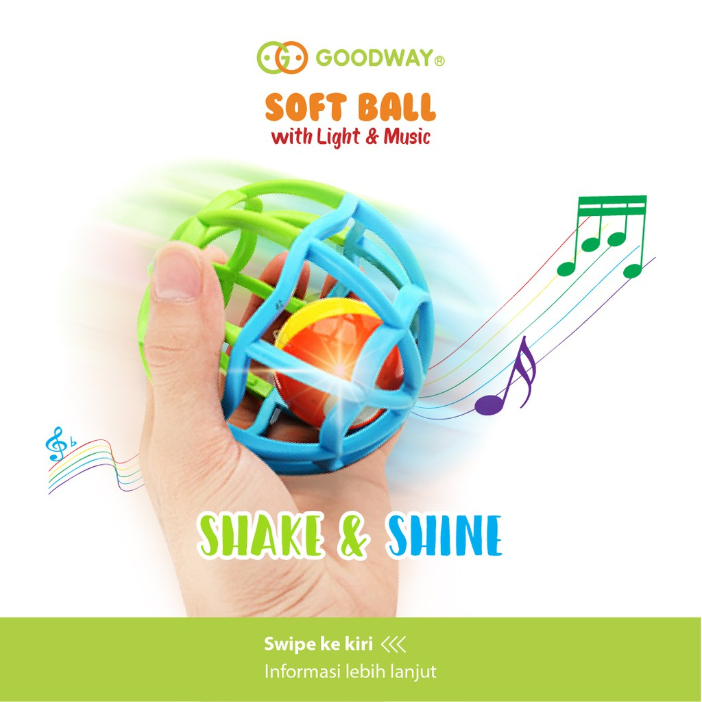 Goodway Soft Ball With Light &amp; Music / Teether Rattle Bayi / Mainan Gigitan Bayi Bola / Mainan Bayi