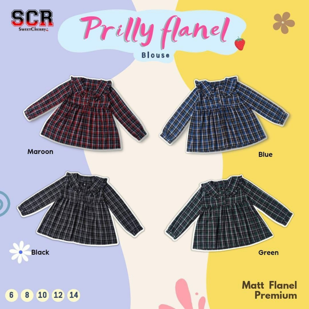 PRILLY FLANEL BLOUSE|BLOUSE FLANEL ANAK|KEMEJA FLANEL ANAK PEREMPUAN|KEMEJA FLANEL ANAK CEWE|KEMEJA 