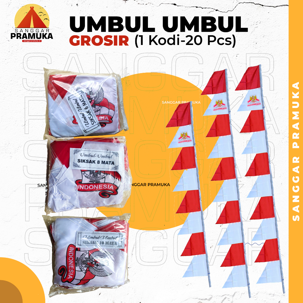 Umbul Umbul Merah Putih Grosir / Umbul Umbul Merah Putih Garuda Per Kodi 20 Pcs