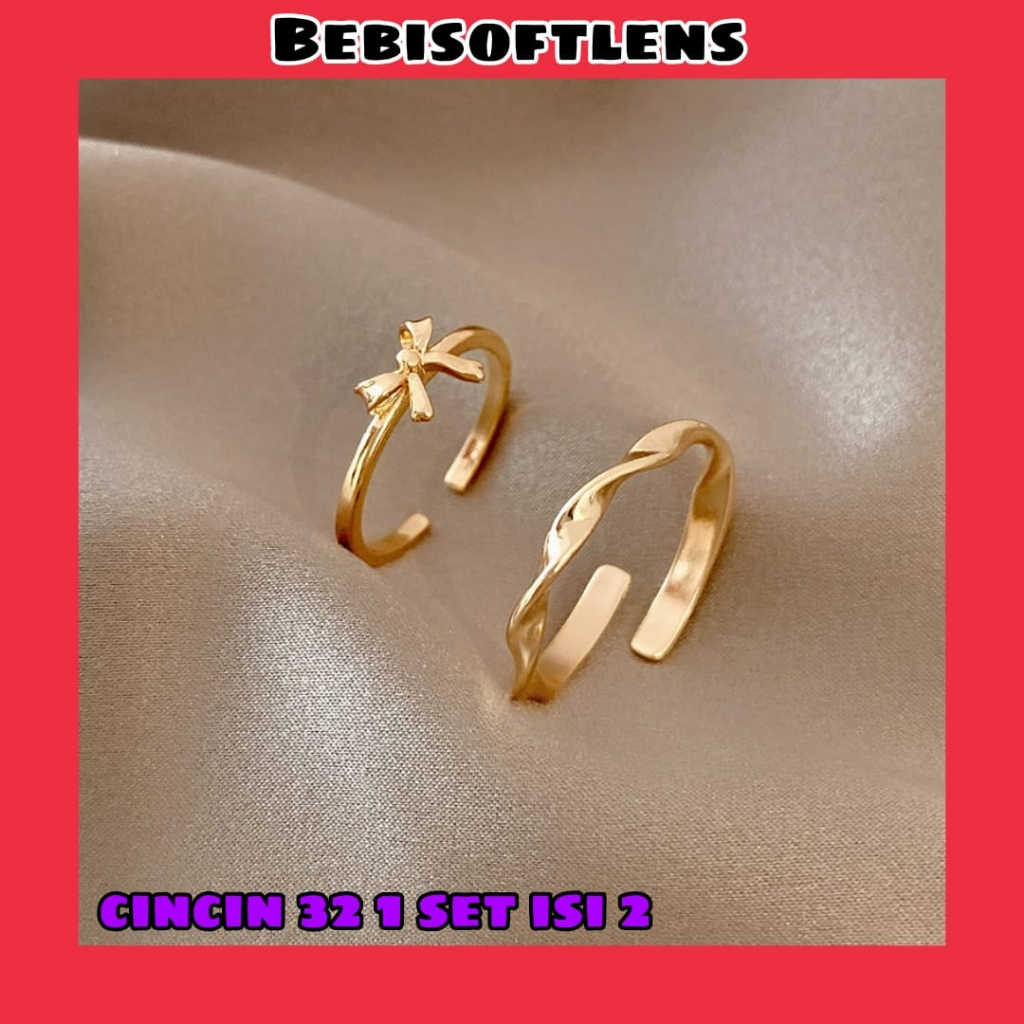 Cincin 32 ( 1 set isi 2 ) Bisa diatur Sizenya ,  Fashion Cincin Unik Lucu Keren /Deluna /BB