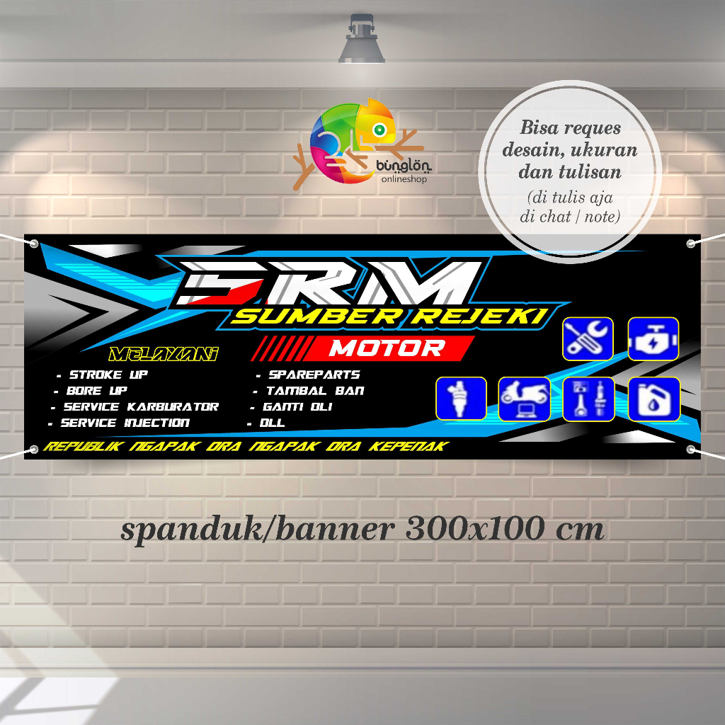 Spanduk Bengkel Motor Racing, Spanduk Banner bengkel Motor Keren Terbaru