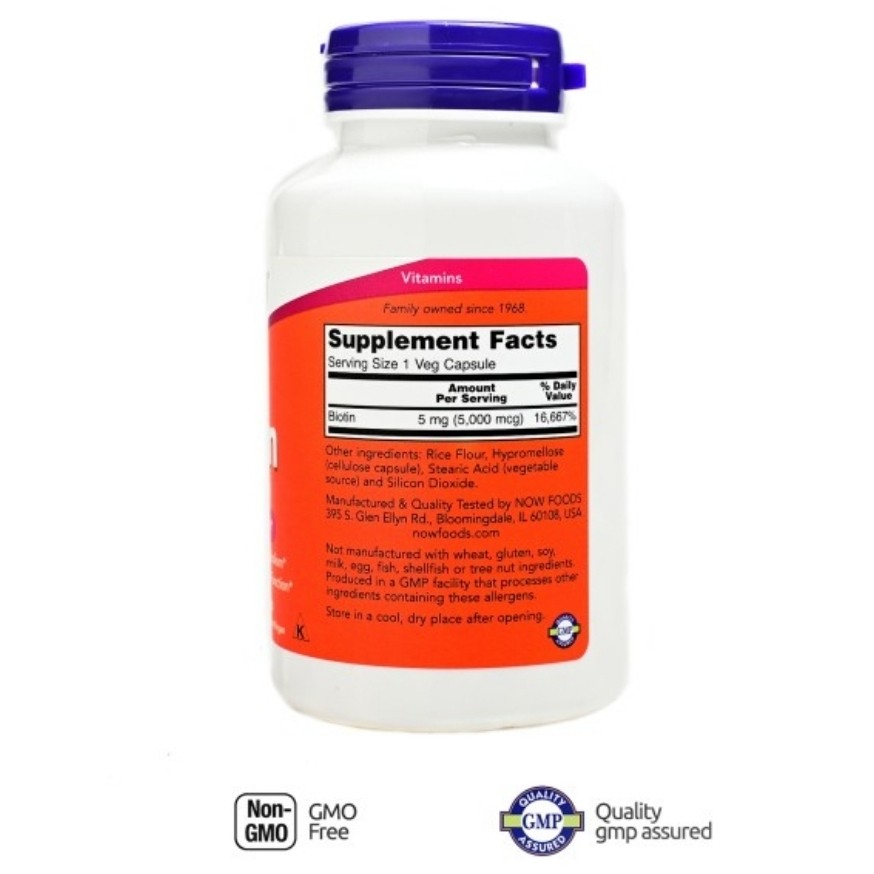 NOW Foods Biotin 5,000 mcg 120 Veg Capsules NOW Biotin 5000 mcg