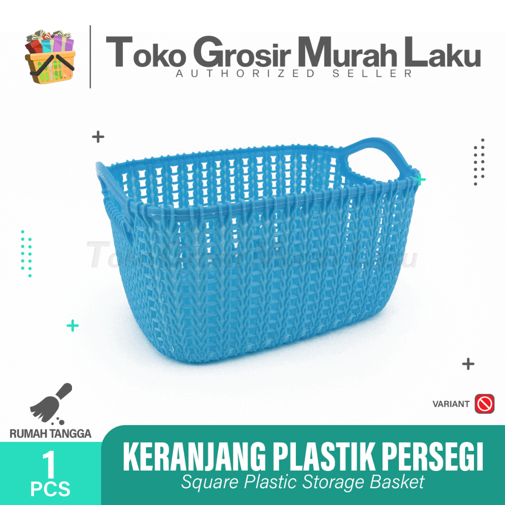 KERANJANG PLASTIK PERSEGI SERBAGUNA KERANJANG ANYAM PLASTIK