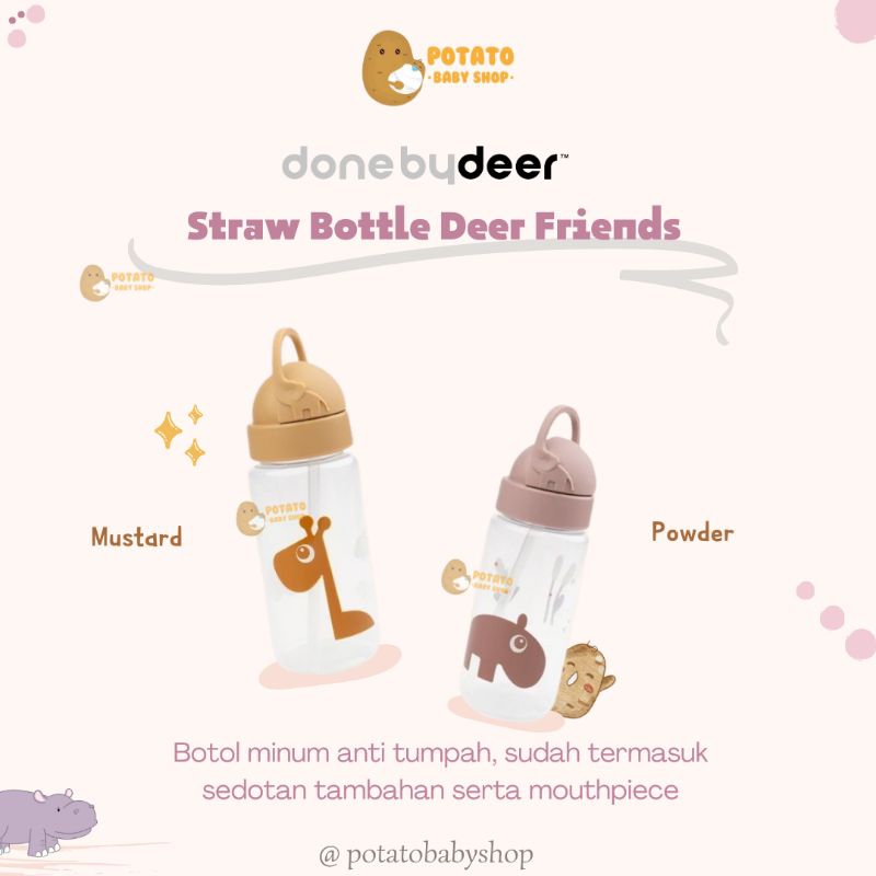 Done By Deer Straw Bottle Elephant &amp; Sea Friends - Botol Minum Anak