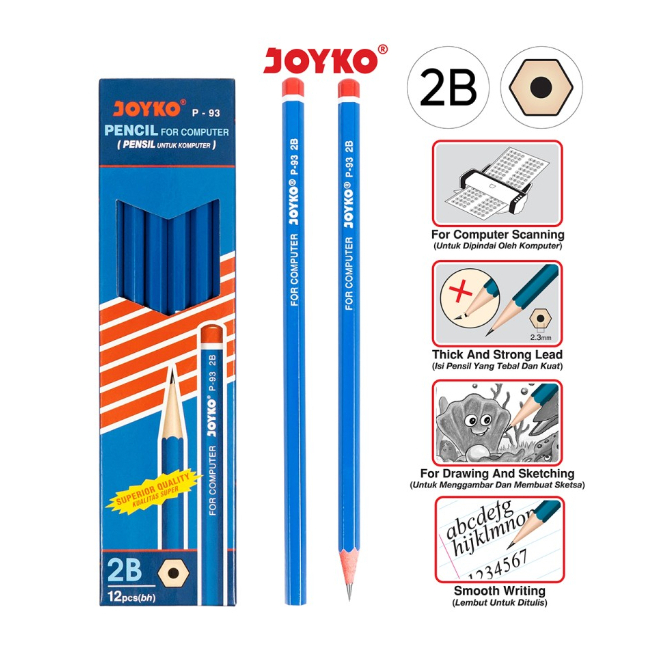 

( DAPAT 1 LUSIN ) Pensil / Pencil 2B Joyko P-93 / P 93