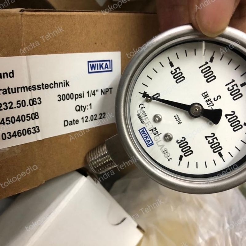 pressure gauge wika 2 1/2 inch 3000 psi full ss