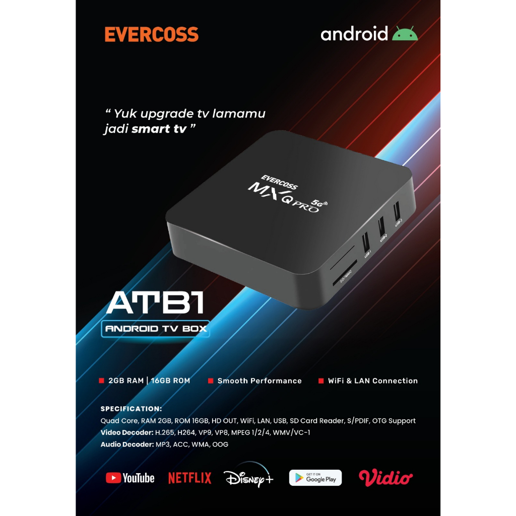 Evercoss Android TV BOX ATB1 garansi resmi
