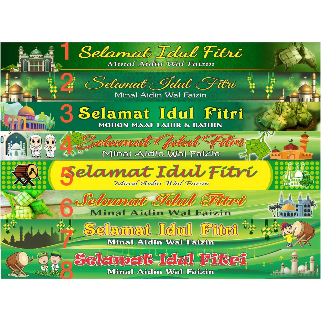 Selempang Kertas Selamat Hari Raya IDUL FITRI 47cm x 5 cm Kertas Lebaran Parcel Dos Toples