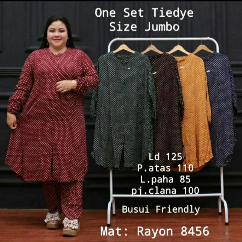 setelan tunik celana panjang wanita jumbo big size rayon super