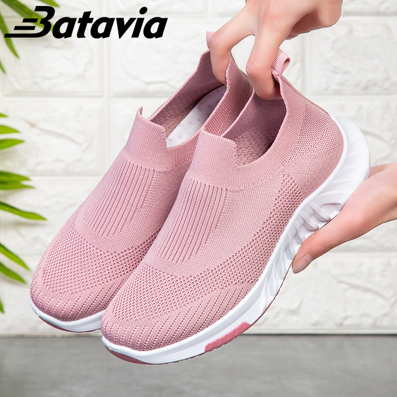 Sepatu Batavia Import Fashion Wanita Sepatu Woven Terbang Sepatu Wanita Terbaru Bernapas Sepatu Wanita Sepatu Jogging Dewasa Sepatu Wanita slip-On Kasual Sepatu Ibu Sepatu Sepatu Kerja A29