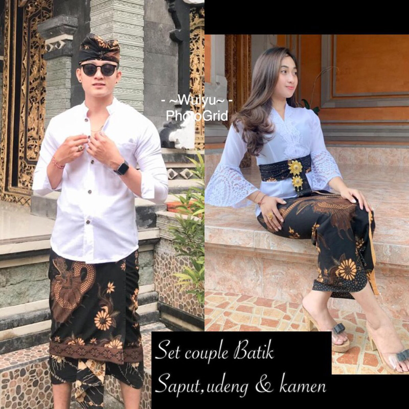 Kamen batik couple bali/ Set couple kamen saput udeng obi/ Kamen batik bali