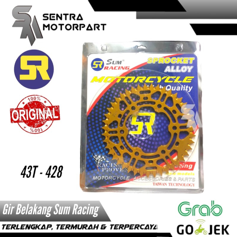 Gir gear belakang scorpio vixion 43 428 alumunium alloy gold sum racing