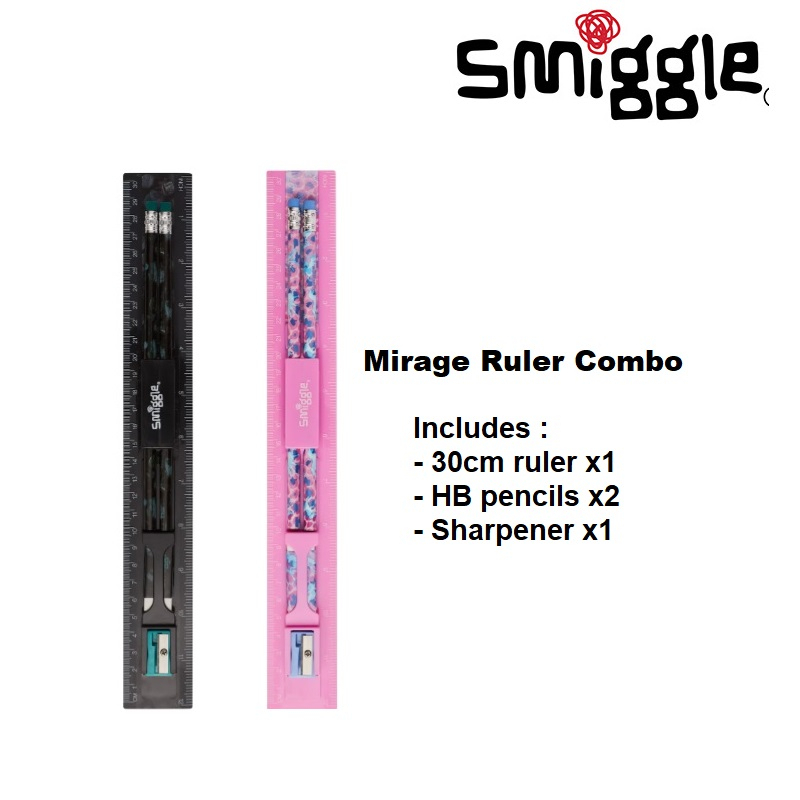 

Ori Smiggle Ruler Combo (30cm ruler - HB pencils - Sharpener) Penggaris Set