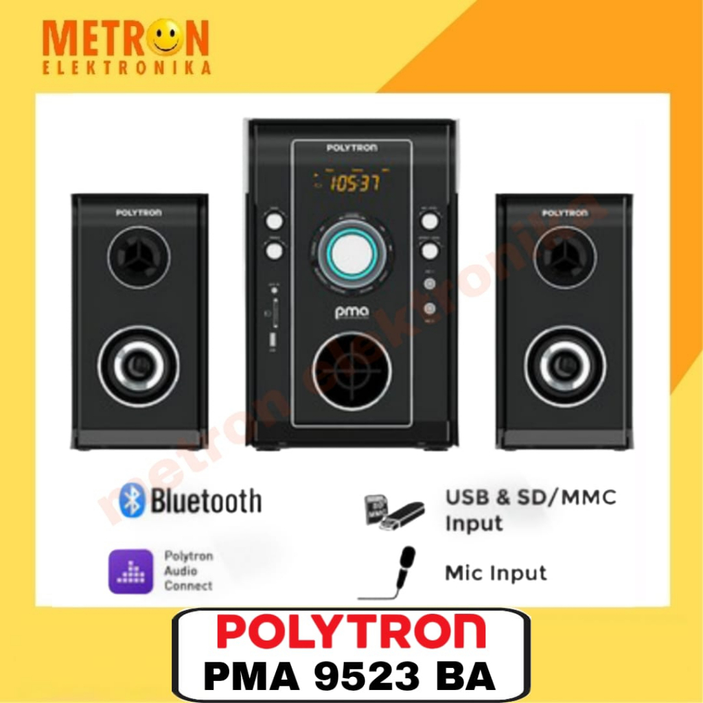 POLYTRON PMA 9523 BA - BLACK - MULTIMEDIA SPEAKER + USB + RADIO