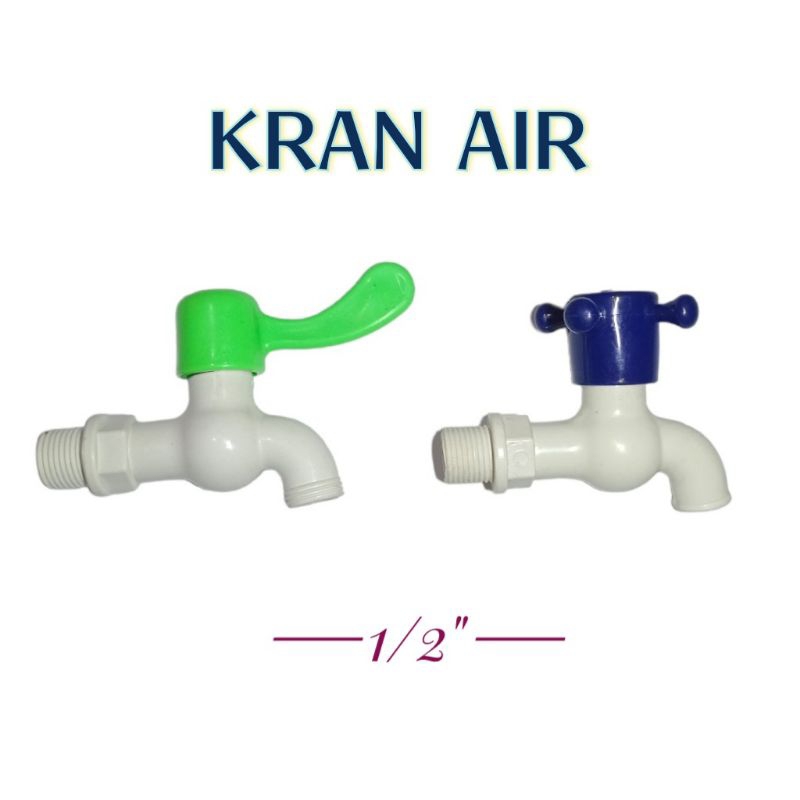 KRAN AIR 1/2 INCH BAHAN PVC - Keran Air Plastik Anti Karat 0,5 Inch Engsel Putar