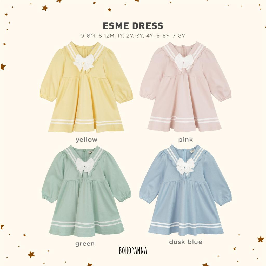 Bohopanna Esme Dress 0-8 Tahun Dress Panjang Sailor Anak Perempuan / Dress Raya / Lebaran / Pakaian Anak Muslim