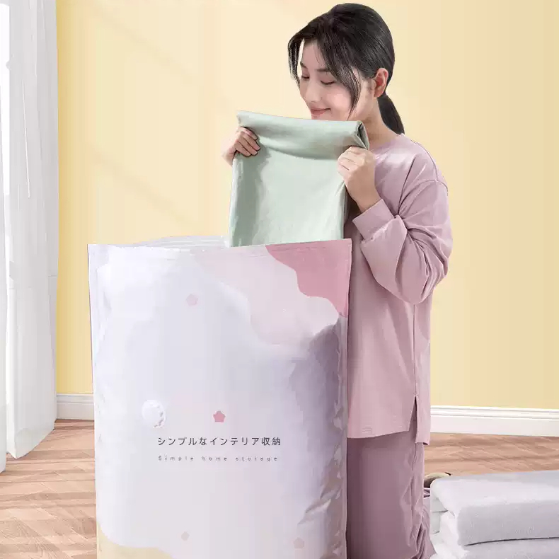 Plastik Vakum Baju Selimut Vacuum Compression Bag Durable Tempat Penyimpanan Pakaian Hemat Ruang Berkualitas