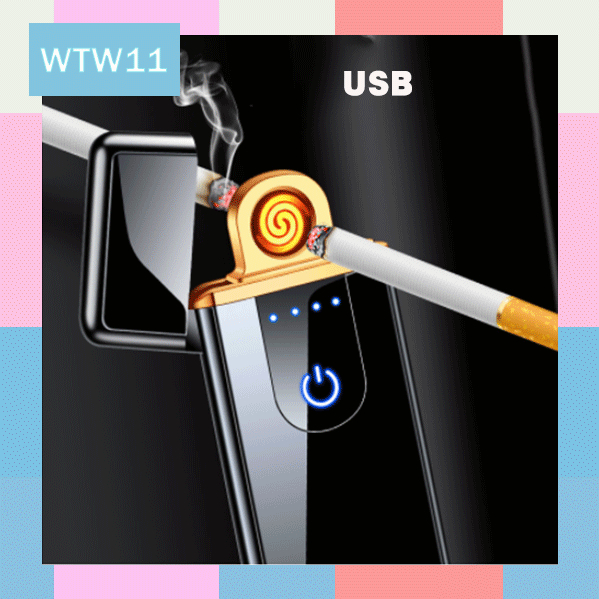 WTW Korek Api Elektrik USB Tipis Isi Ulang Flameless Tahan Angin Portabel Listrik Slim Saku .