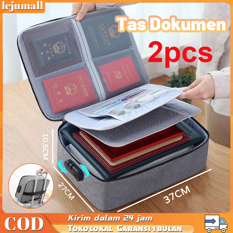 2PCS Tas Dokumen Anti Air Password Travel Bag 3 Layer Penyimpanan Dokumen File Penting Surat Akta Ijazah Sertipikat Legalistas F4 Besar Document