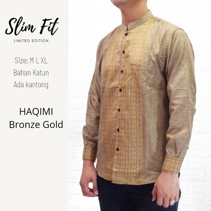 Kemeja Baju Koko Pria Slimfit Premium Mewah Merah Maroon MARON Lengan Panjang / Pakaian Muslim / Hem