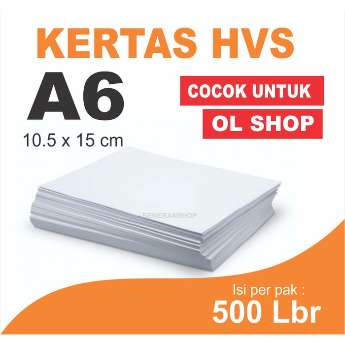 

Kertas HVS A6 70gsm 500 Lembar / Kertas Cetak Resi Pengiriman Online HVS A6 500 Lembar / Resi Olshop 70gsm