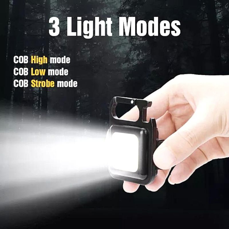 Lampu Senter Led COB Mini USB Charger Dengan Gantungan Kunci Untuk Outdoor / Camping / Memancing