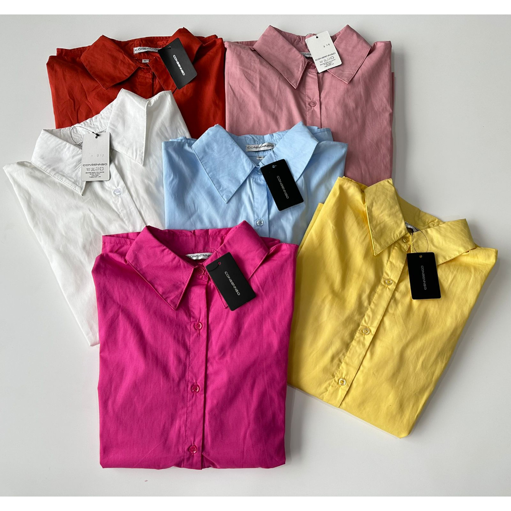 CONSENNSO half perplum cotton blouse